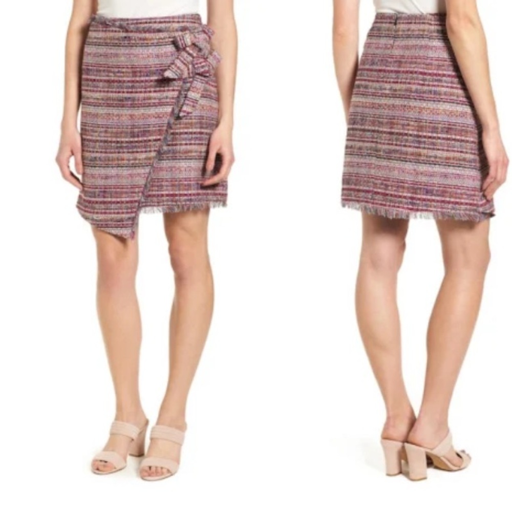 Halogen Pink and Purple Tweed Wrap Skirt